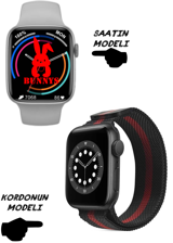 Bunnys Watch 8 Pro Android 45 mm Silikon Kordon Kare Unisex Akıllı Saat Kırmızı