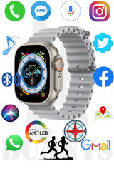 Rabbit Store Watch 8 Ultra Android GPS 49 mm Silikon Kordon Oval Unisex Akıllı Saat Gümüş