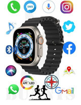 Bunnys Watch 8 Ultra Android GPS 49 mm Silikon Kordon Oval Unisex Akıllı Saat Lacivert