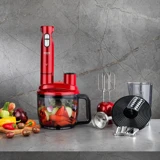 Schafer Chef Blend Mega 1500 ml Turbolu 4 Bıçaklı 4'lü Blender Seti Kırmızı