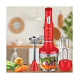 Goldmaster Kitchenmix 3 ın 1 800 ml Plastik Hazneli Turbolu 3'lü Blender Seti Kırmızı