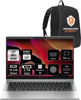 HP Elitebook 640 G10 8A571EA Harici Intel Iris Xe Graphics Eligible Intel Core i7 1355U 12 GB Ram 2 + 2 TB SSD 14 inç Full HD Windows 11 Home Laptop + Per4 Çanta