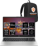HP 255 G10 8A547EA Harici AMD Radeon RX Vega 7 AMD Ryzen 5 7530U 8 GB Ram 2 + 2 TB SSD 15.6 inç Full HD FreeDos Laptop + PER4 Çanta