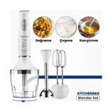 Goldmaster Kitchenmix 800 ml Plastik Hazneli Turbolu 4 Bıçaklı 3'lü Blender Seti Beyaz