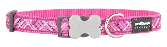 Red Dingo Flanno 20 mm Airtag Ayarlanabilir Boyun Köpek Tasmaları Pembe