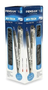 Pensan Pen Tech Plastik Tek Renkli 0.7 mm Siyah 12'li Tükenmez Kalem