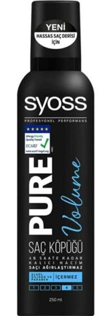 Syoss Pure Volume Dalgalı Saçlar İçin Şekillendirici Hacim Veren Saç Köpüğü 250 ml