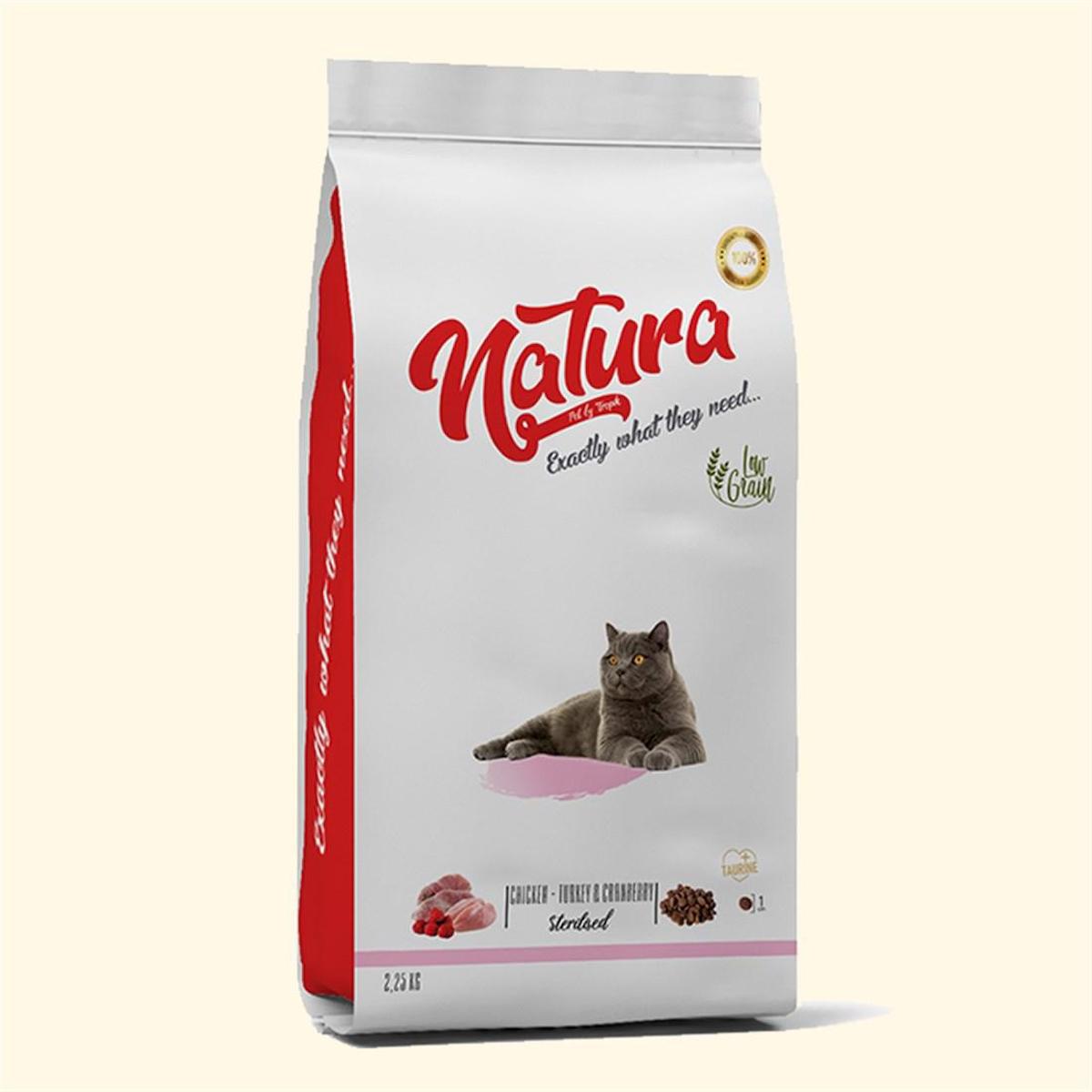 Natura Hindi Kısırlaştırılmış Tahıllı Yetişkin Kuru Kedi Maması 2.25 kg