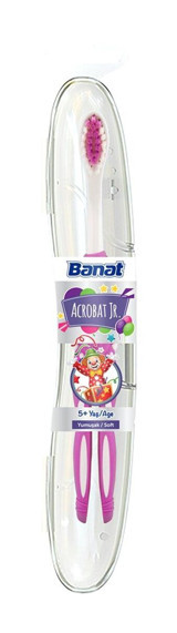 Banat Acrobat Junior Kutulu Yumuşak Manuel Çocuk Diş Fırçası Beyaz-Pembe