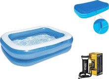 Bestway 201 x 150 cm Dikdörtgen Aile Boyu Şişme Havuz Mavi