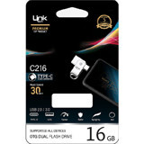 Linktech C216 Premium Dual Mini Çift Taraflı USB 3.0 Usb Type-C 16 GB Flash Bellek Gümüş