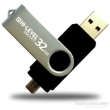 Hi-Level HLV-USB20B Şifreli Mini Çift Taraflı USB 2.0 Usb Type-A Micro-A 32 GB Flash Bellek Siyah