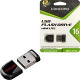 Concord Cruzer Fit C-Uml Şifreli Mini USB 2.0 Usb Type-A 16 GB Flash Bellek Siyah