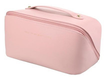 Beauty Life Bölmeli Pembe Düz Pu Deri Büyük Boy Çok Gözlü Seyahat Makyaj Çantası