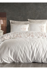 Dantela Alya 4 Mevsim 200x220 cm Çarşaflı Çift Kişilik Nevresim Takımı Krem
