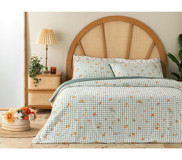 English Home Bloom Check 4 Mevsim 200x220 cm Çarşaflı Lastikli Çift Kişilik Nevresim Takımı Yeşil