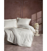 Cotton Box Elegante Stripe 4 Mevsim 200x220 cm Çarşaflı Çift Kişilik Nevresim Takımı Ekru