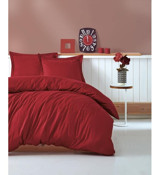 Cotton Box Elegante Stripe 4 Mevsim 200x220 cm Çarşaflı Çift Kişilik Nevresim Takımı Bordo