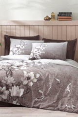 Özdilek Ochiba 4 Mevsim 200x220 cm Çarşaflı Çift Kişilik Nevresim Takımı Beyaz-Gri