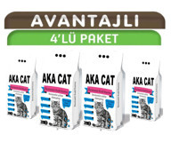 Aka Cat Topaklanan İnce Taneli Aktif Karbonlu Bentonit Kedi Kumu 4x5 lt