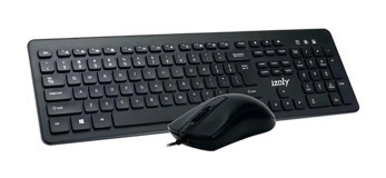 Izoly KM9400 Sessiz Ergonomik Siyah Kablolu Klavye Mouse Seti