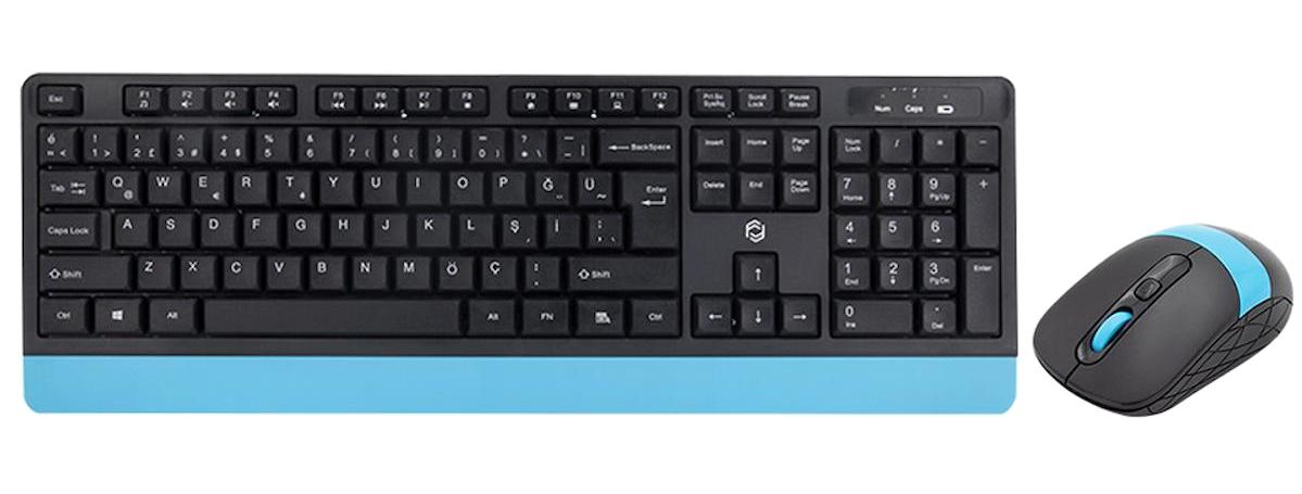 Frisby FK-4885QU Sessiz Ergonomik Mavi-Siyah Kablosuz Klavye Mouse Seti