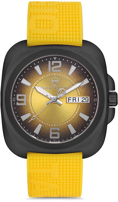 Sergio Tacchini ST.1.10092.2 Takvimli 42 mm Sarı Silikon Kordon Analog Kol Saati