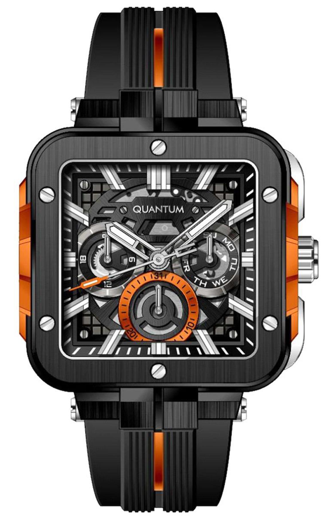 Quantum PWG1102.651 Takvimli 46 mm Siyah Silikon Kordon Analog Erkek Kol Saati