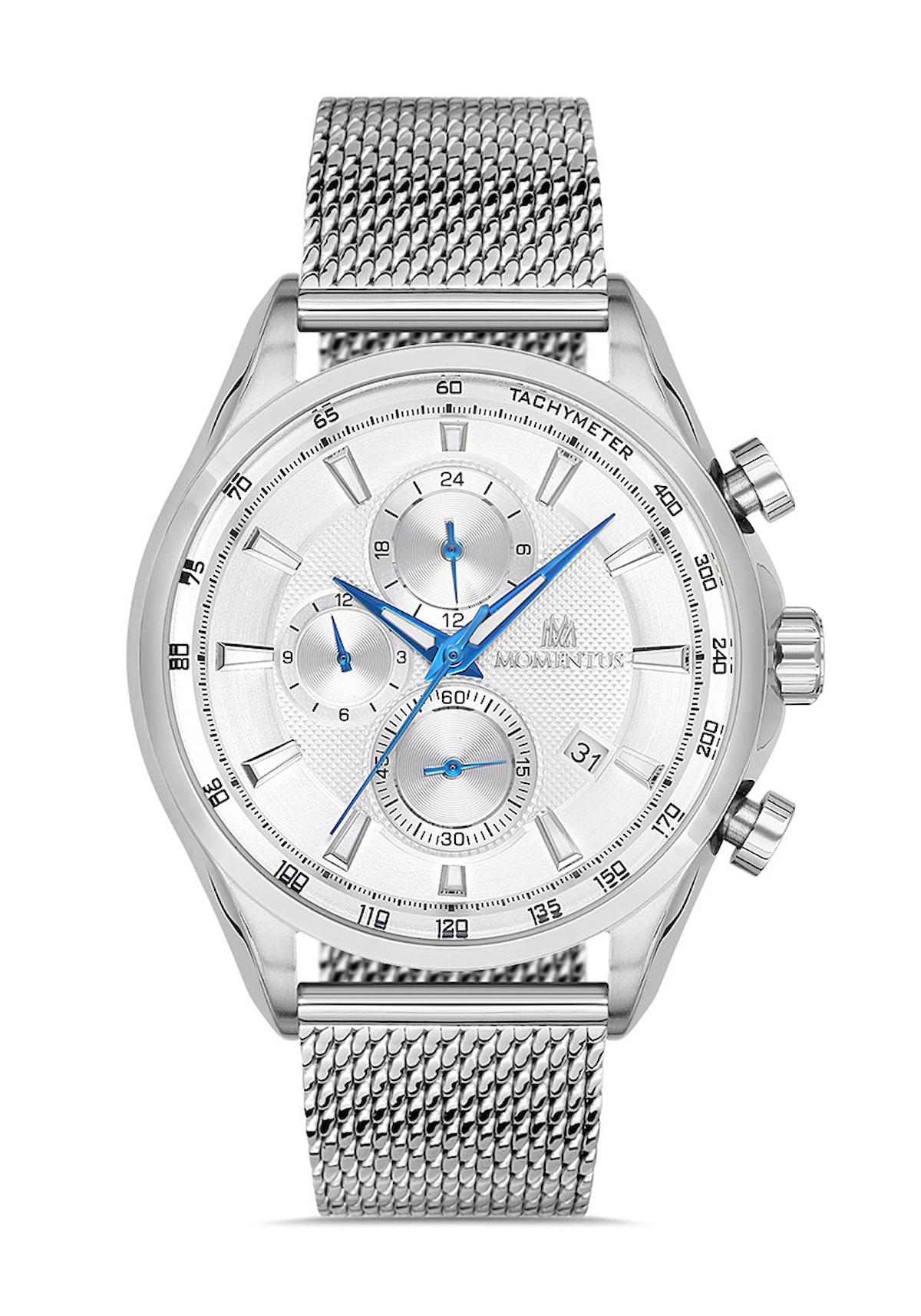 Momentus CC246S-02SS Takvimli 43 mm Çelik Kordon Analog Erkek Kol Saati