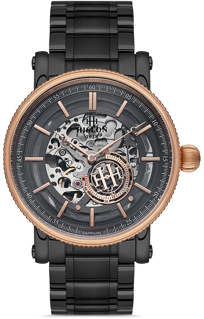 Hislon SD102T-16SB 44 mm Siyah Çelik Kordon Analog Erkek Kol Saati