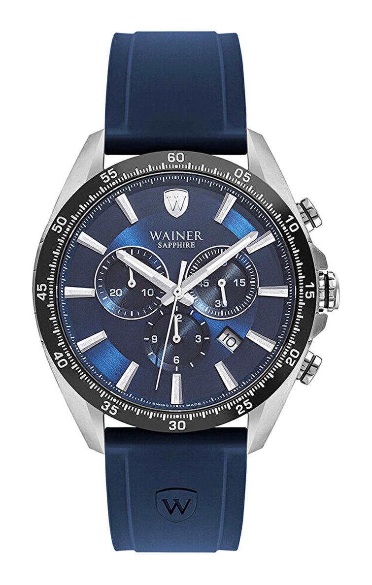 Wainer WA.19330-A Pusulalı Takvimli 45 mm Lacivert Silikon Kordon Analog Erkek Kol Saati