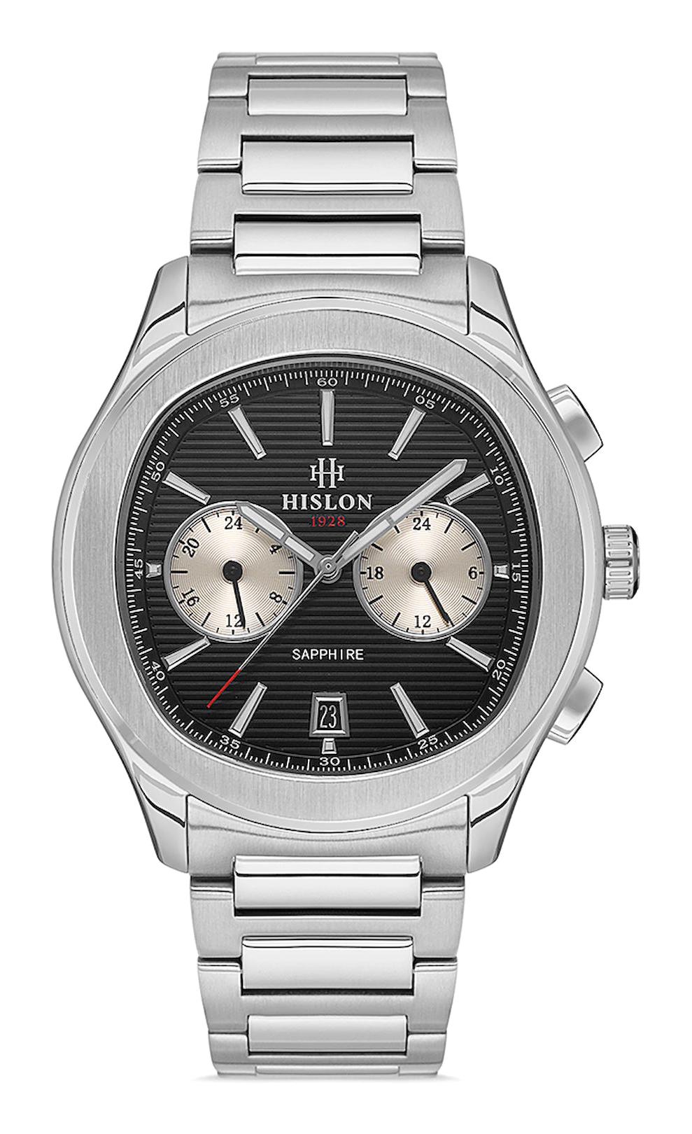 Hislon DT148S-04SS Pusulalı Takvimli 43 mm Çelik Kordon Analog Erkek Kol Saati