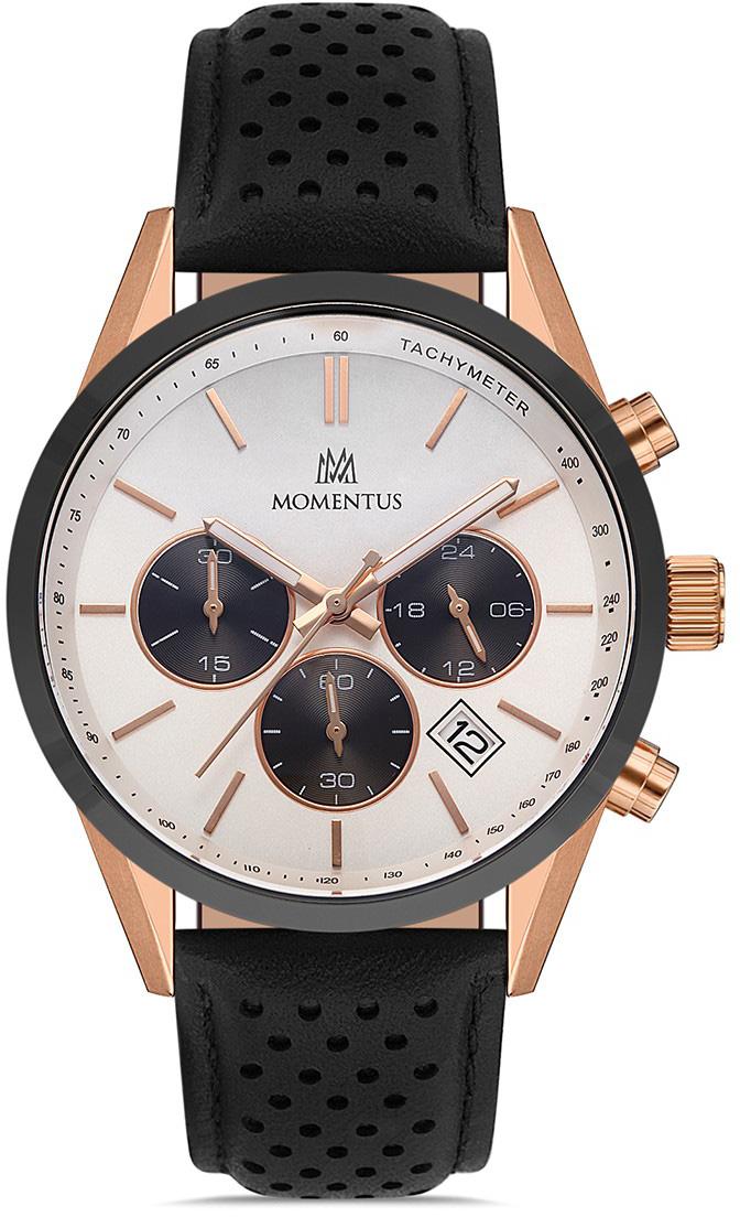 Momentus SC247T-02BR Takvimli 44 mm Siyah Deri Kordon Analog Erkek Kol Saati