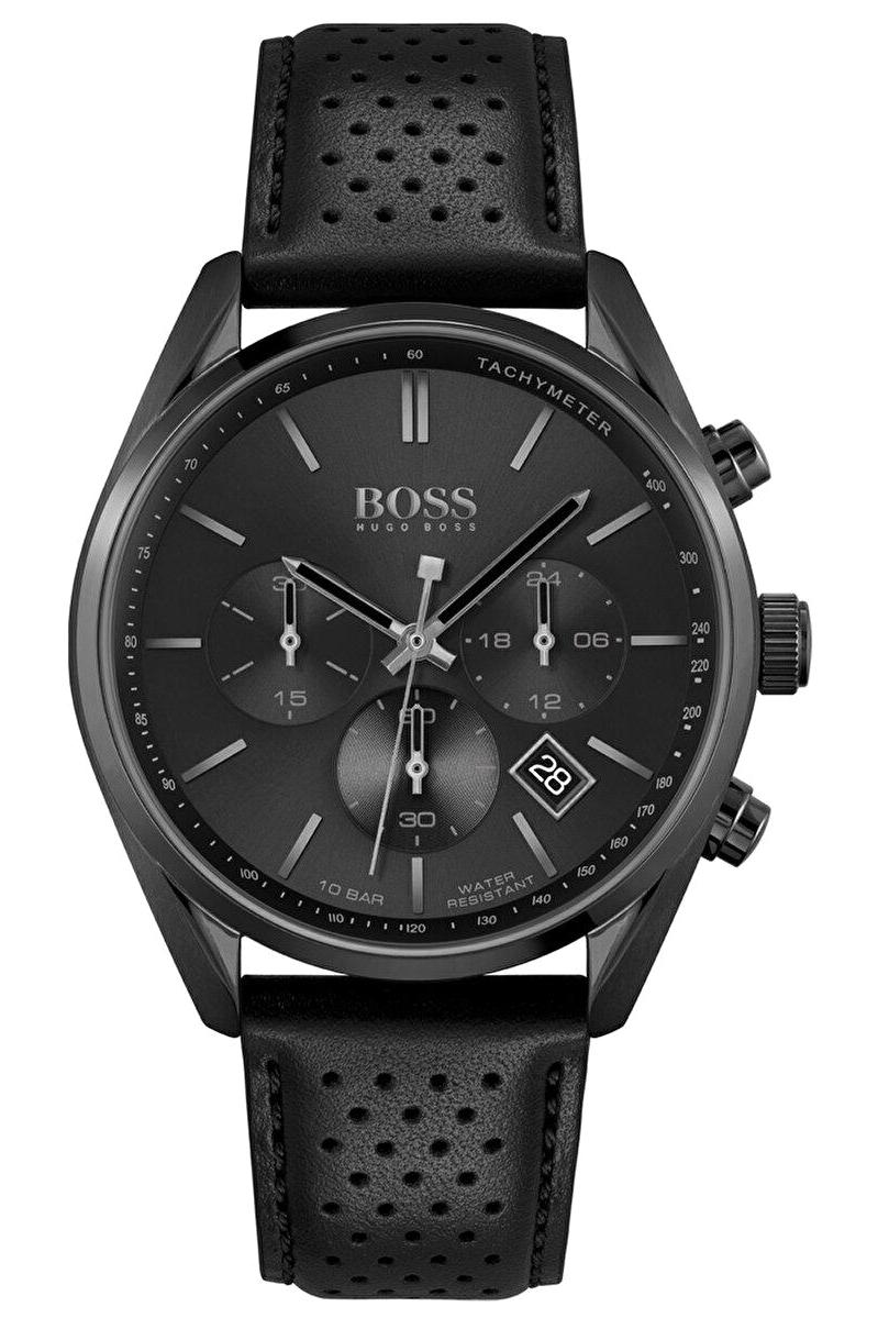 Hugo Boss HB1513880 Siyah Deri Kordon Analog Erkek Kol Saati