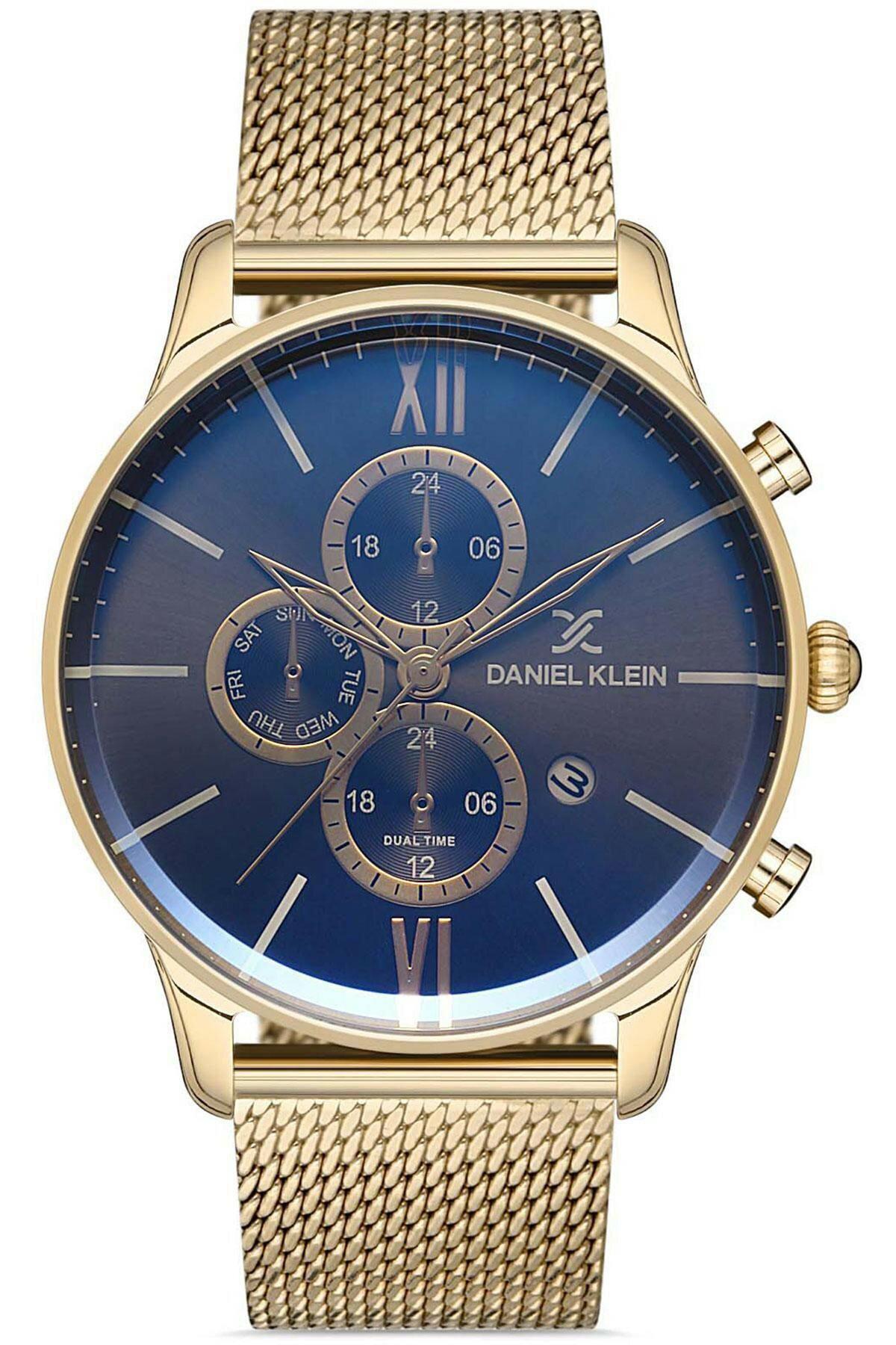 Daniel Klein DK013414E-03 Takvimli 42 mm Sarı Hasır Kordon Analog Erkek Kol Saati