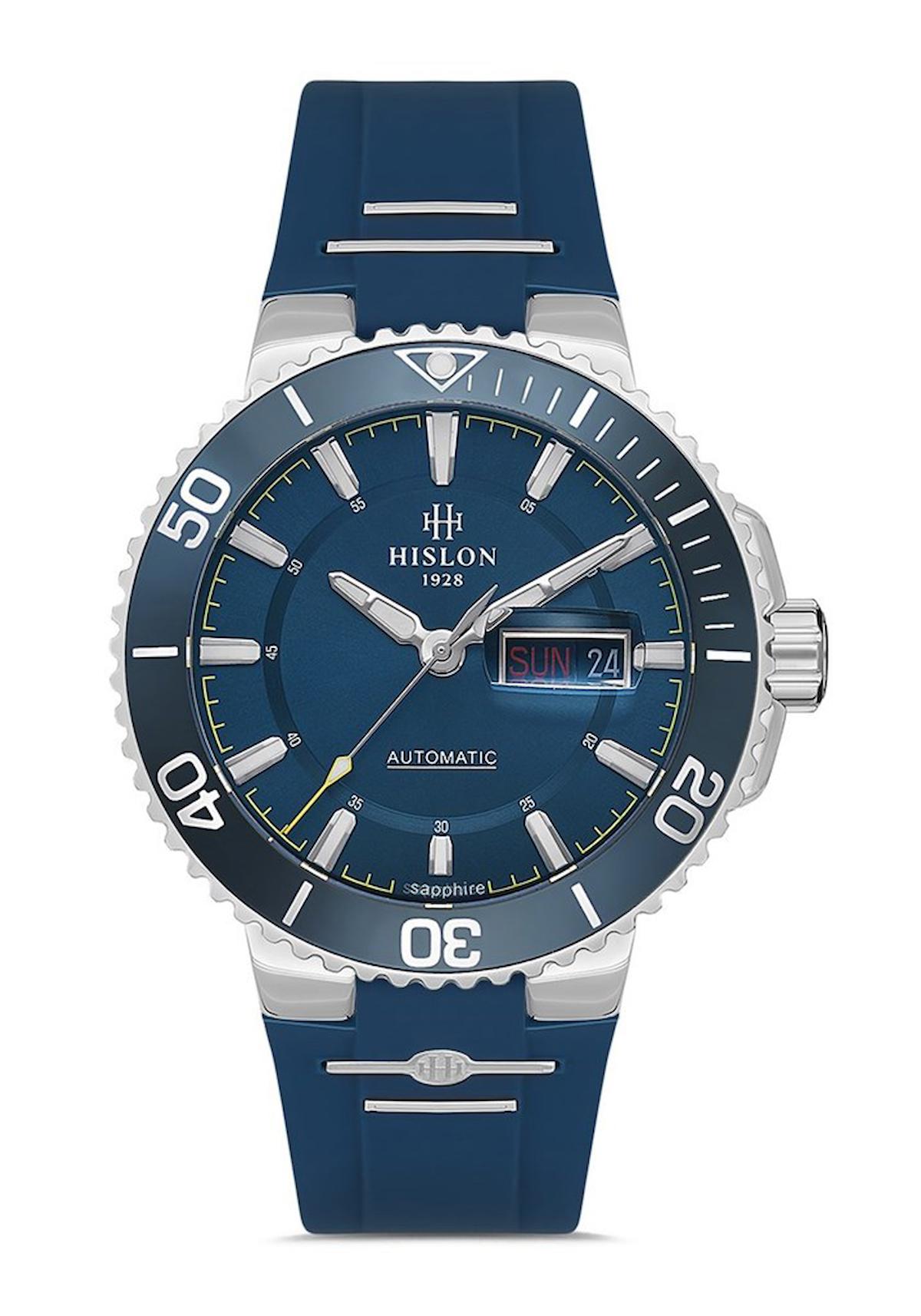 Hislon SD137T-11MN Takvimli 43 mm Lacivert Çelik Kordon Analog Erkek Kol Saati