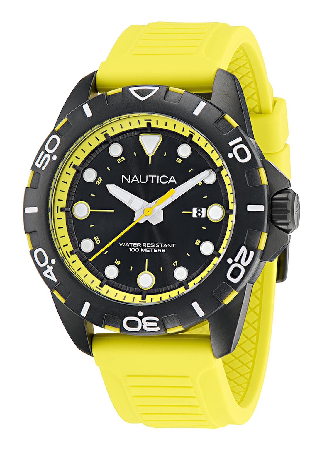 Nautica NAPNRS403 Takvimli 44 mm Sarı Silikon Kordon Analog Erkek Kol Saati