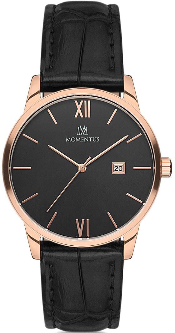 Momentus KC253R-04BR Takvimli 44 mm Siyah Deri Kordon Analog Kol Saati