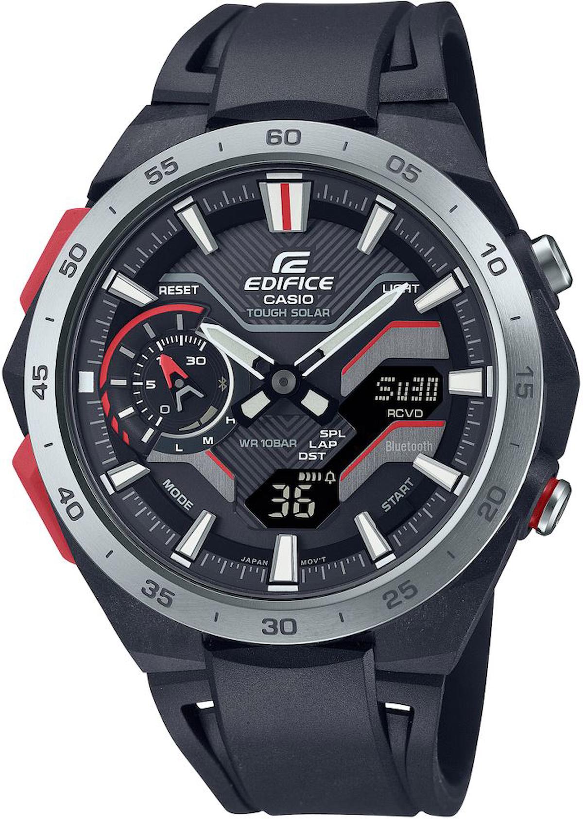 Casio ECB-2200P-1ADF Takvimli 48.2 mm Siyah Plastik Kordon Analog Kol Saati