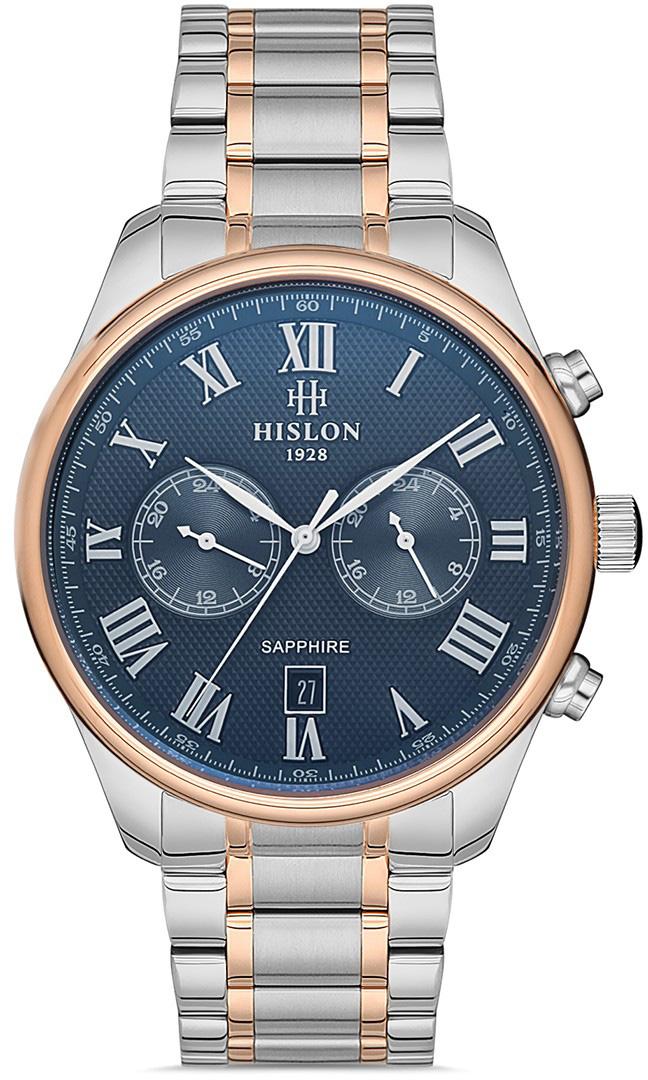 Hislon DT113T-11SR Pusulalı Takvimli 44 mm Çelik Kordon Analog Kol Saati