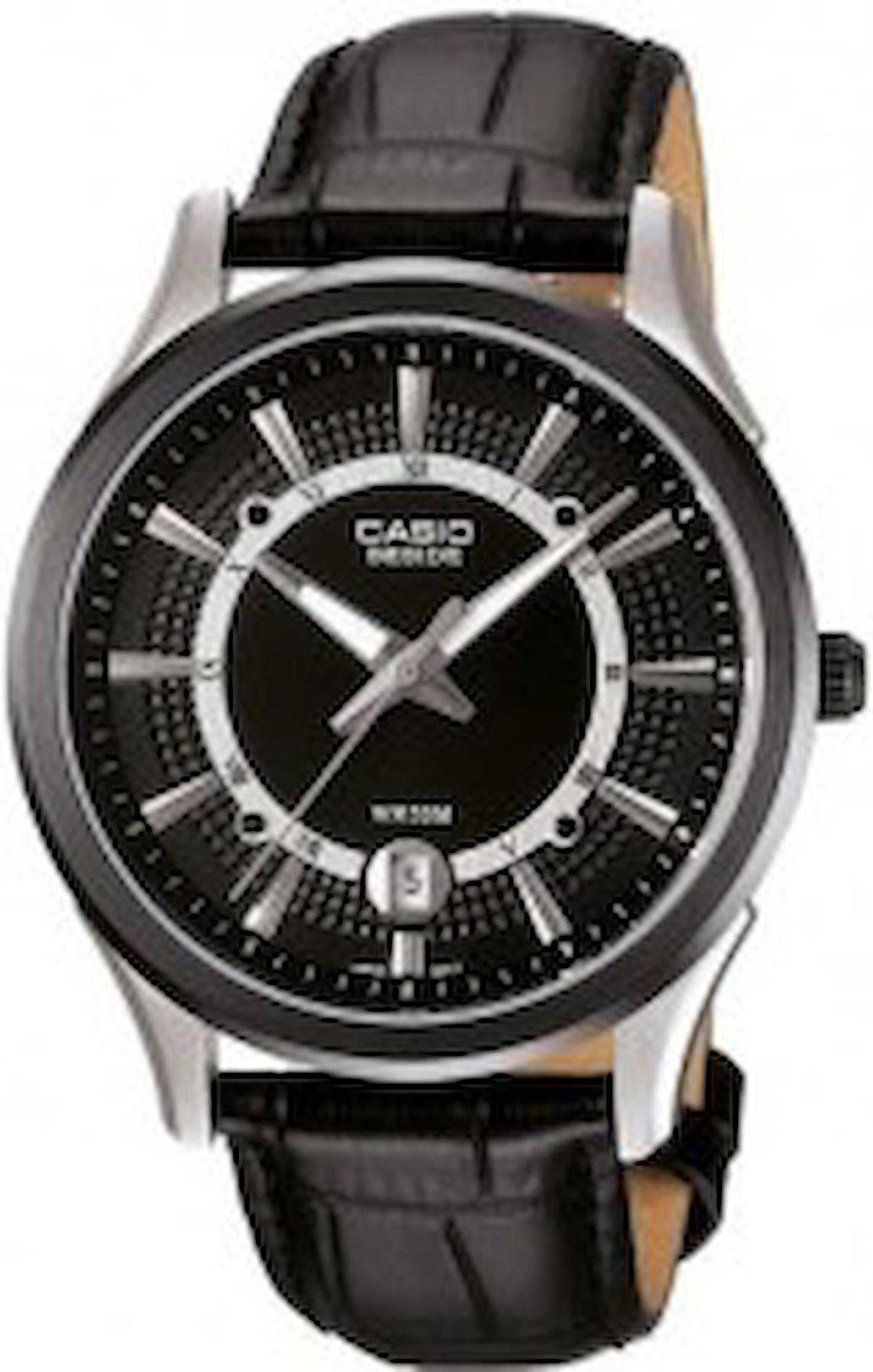 Casio BEM-119BL-1AVDF Takvimli 38 mm Siyah Deri Kordon Analog Erkek Kol Saati