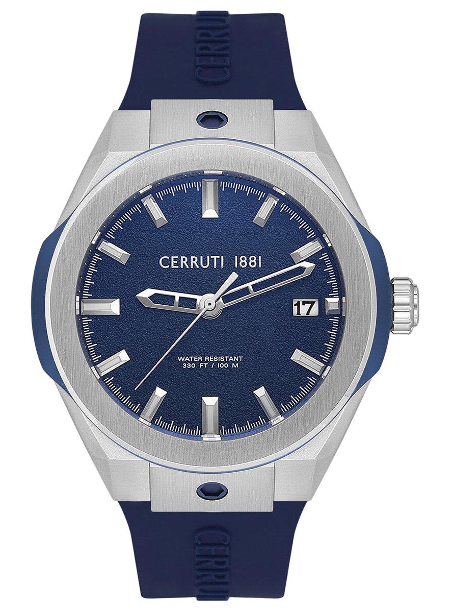 Cerruti 1881 CRA29002 Takvimli Lacivert Silikon Kordon Analog Erkek Kol Saati
