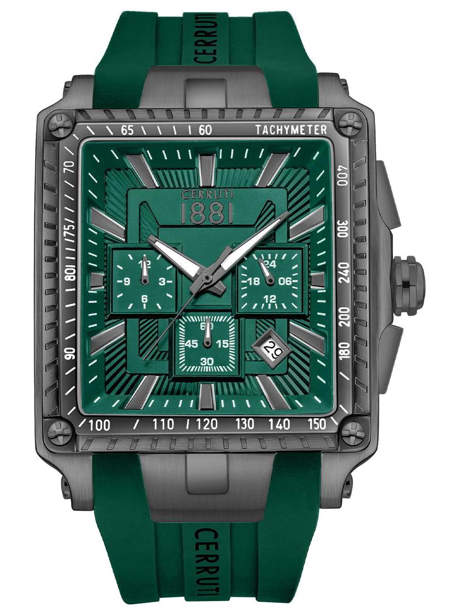 Cerruti 1881 CIWGO0018504 Takvimli Yeşil Silikon Kordon Analog Erkek Kol Saati