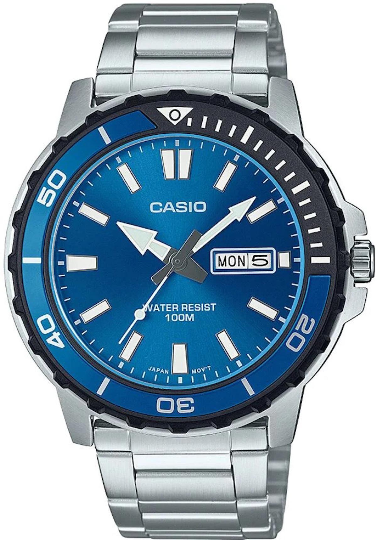 Casio MTD-125D-2A1VDF Takvimli 45.6 mm Çelik Kordon Analog Erkek Kol Saati