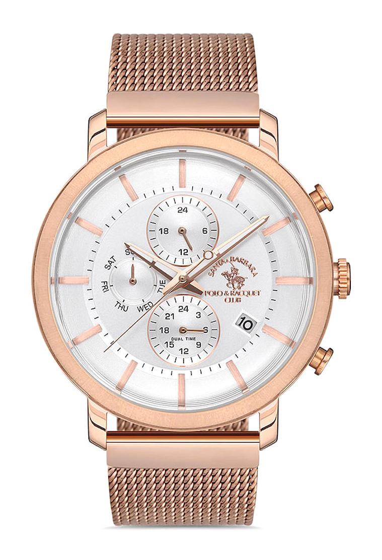 Santa Barbara Polo & Racquet Club SB.1.10164.4 Takvimli 45 mm Rose Gold Metal Kordon Analog Erkek Kol Saati