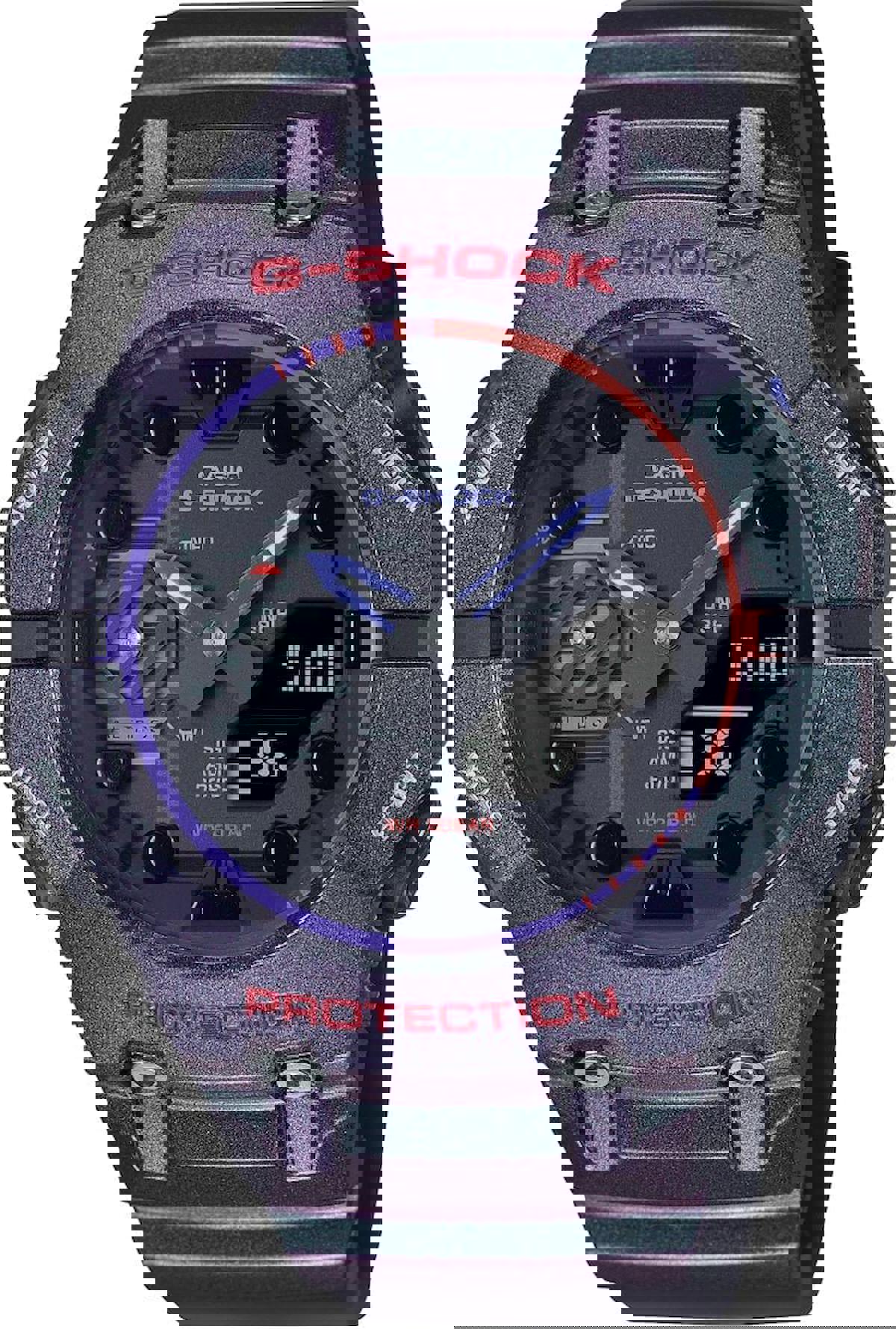 Casio GA-B001AH-6ADR Takvimli 46 mm Mor Silikon Kordon Analog Kol Saati