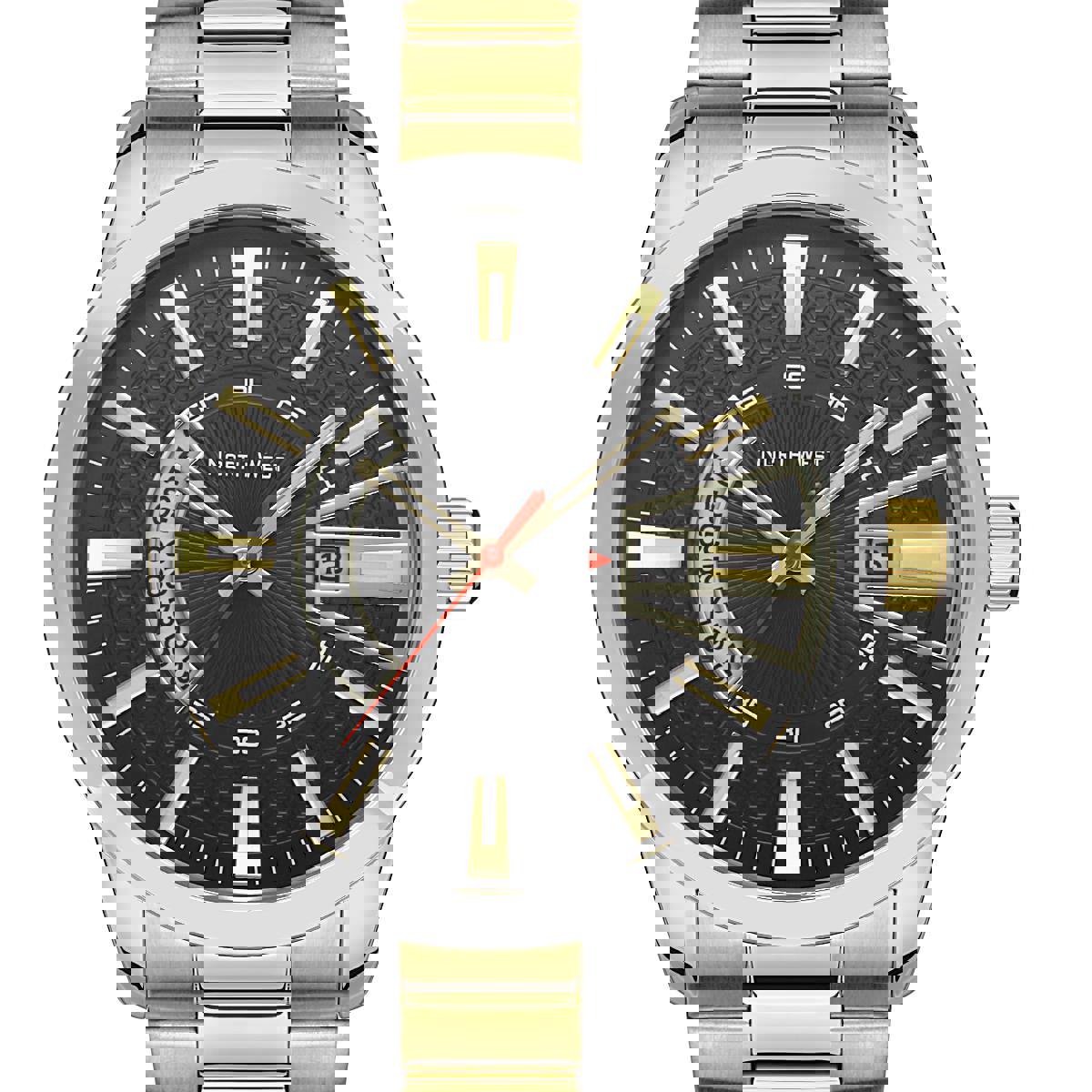 Northwest NW-2114-A Takvimli 44 mm Altın-Çelik Kordon Analog Kol Saati