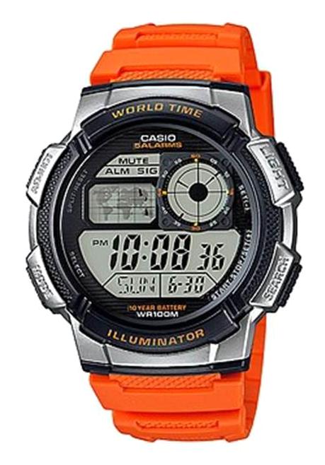 Casio AE-1000W-4BVDF Takvimli 43.7 mm Turuncu Silikon Kordon Dijital Kol Saati