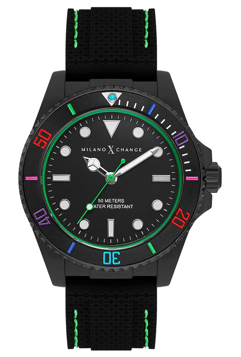 Milano X Change MXG1111 Takvimli 43 mm Siyah Silikon Kordon Analog Erkek Kol Saati
