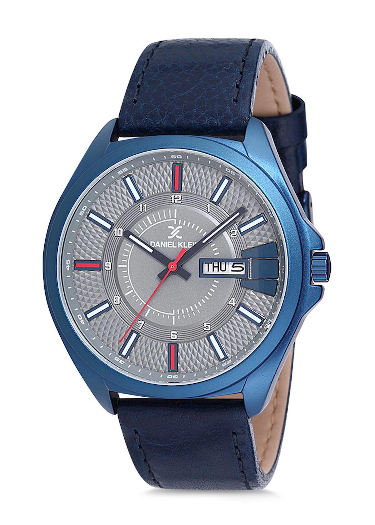 Daniel Klein DK012993A-02 Takvimli 43 mm Lacivert Deri Kordon Analog Erkek Kol Saati
